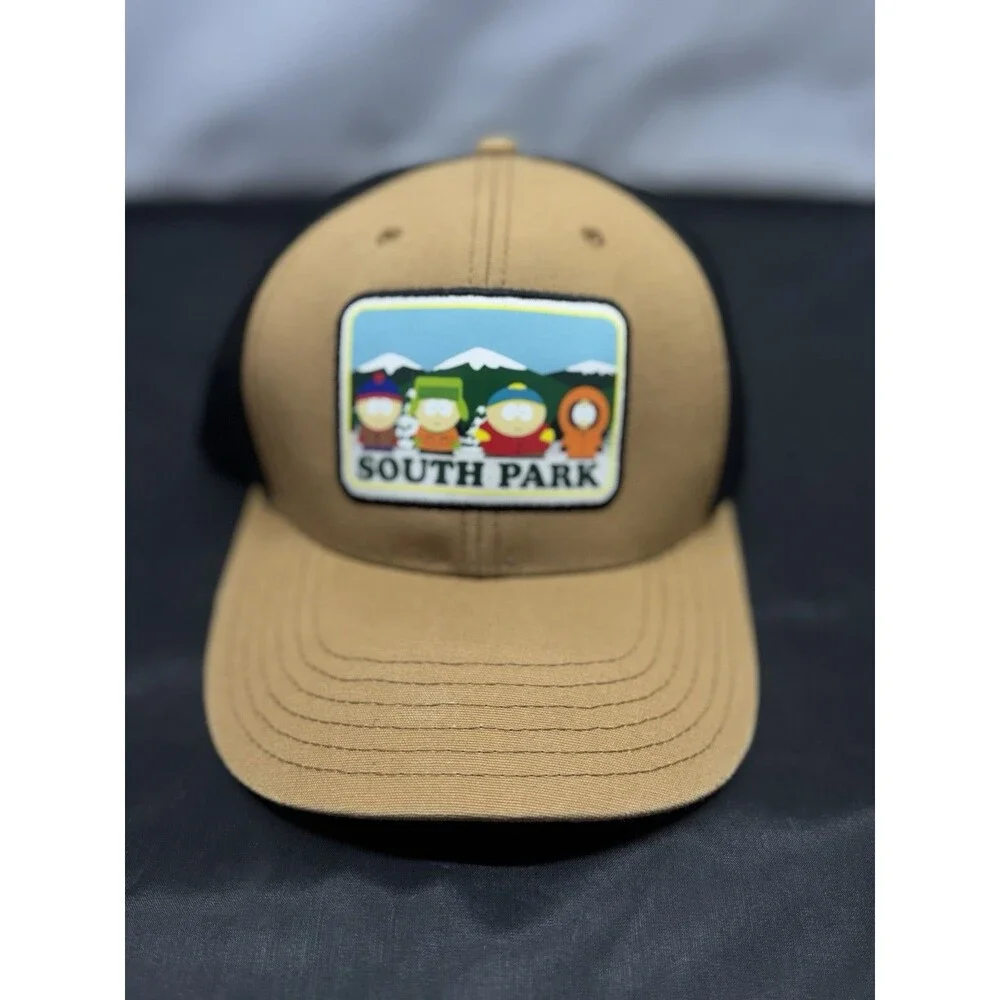 South Park Headwear Vented Trucker Hat Black & Tan Patch Logo